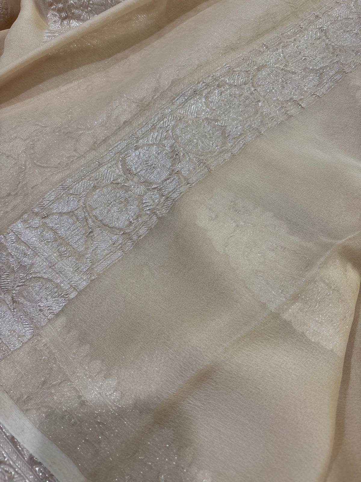 Pure Khaddi Chiffon Banarasi Handloom saree 