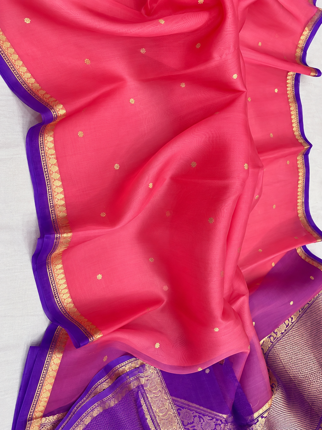 Pure Kora Silk Designer Kadhuwa Banarasi Handloom Saree 