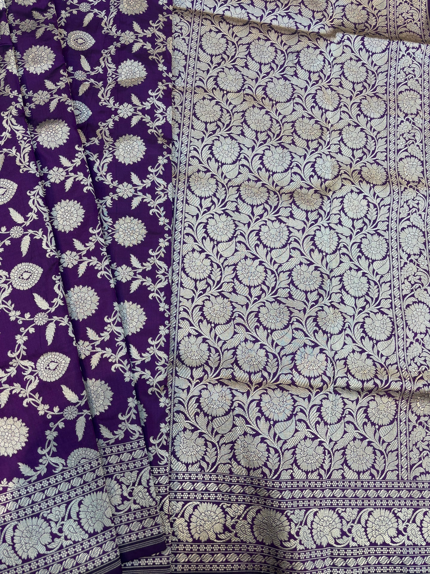 Violets Pure Katan Banarasi Handloom Saree
