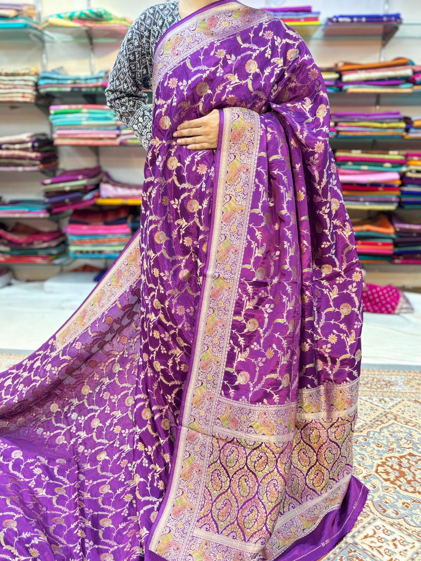 Purple Designer Banarasi Handloom Saree