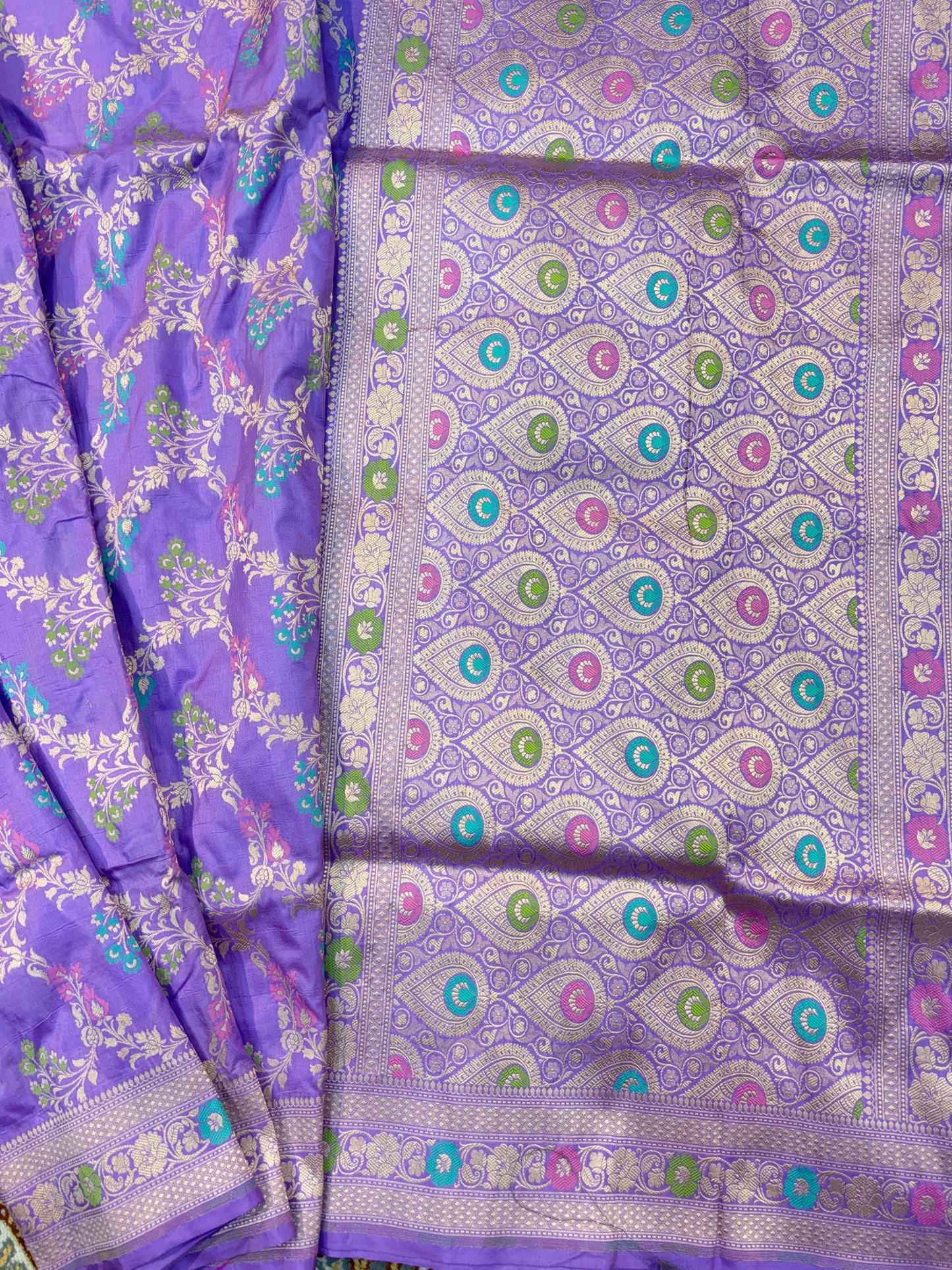 Lavender Pure Katan Meenakari Banarasi Handloom Saree