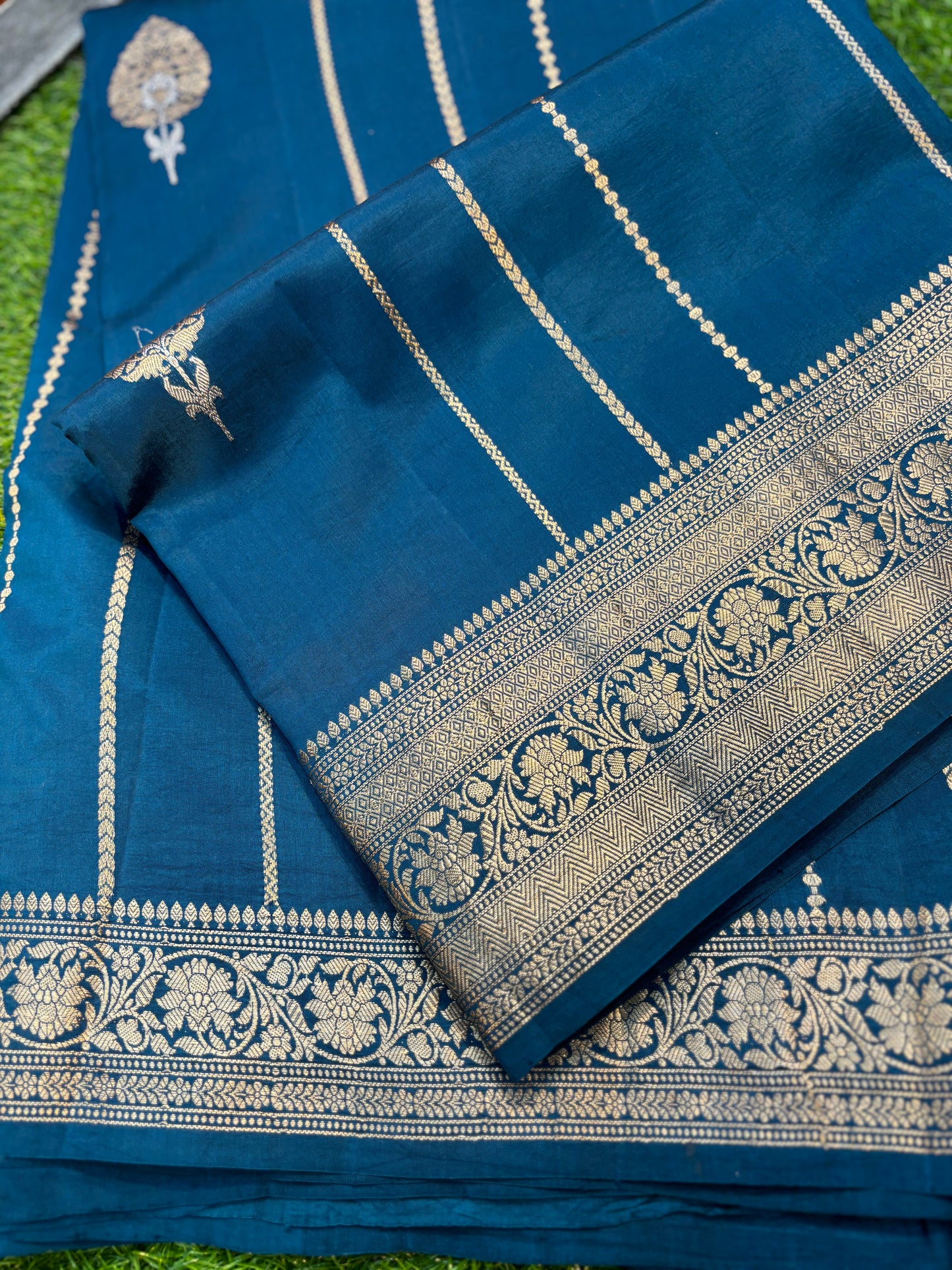 Sky Blue Pure Raw Mango Banarasi Handloom Sari