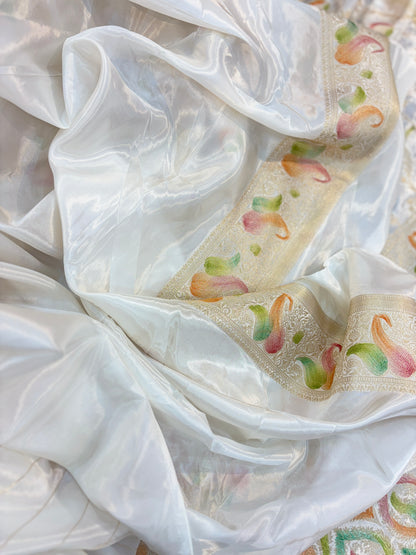 White Disginer Banarasi saree