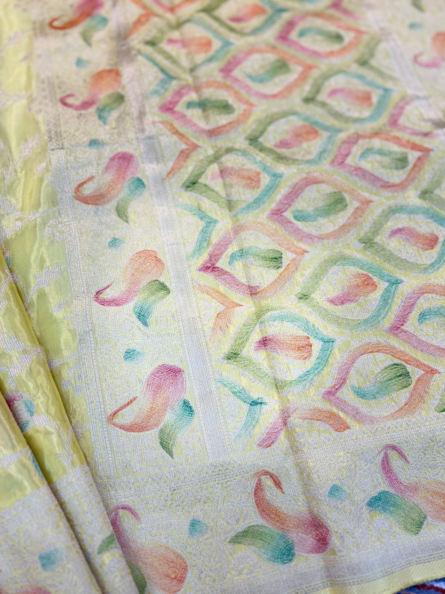 Lemon Yellow Banarasi Handloom Saree