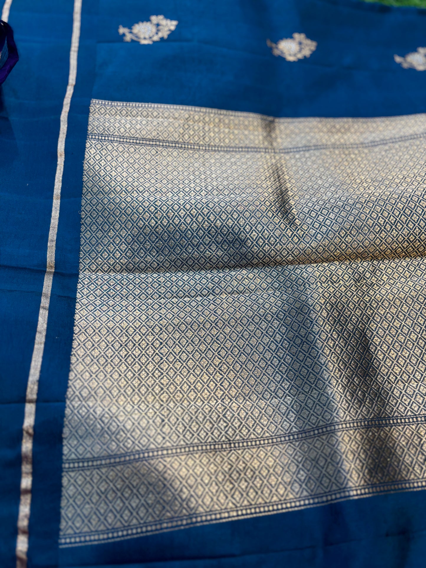 Dark Blue Sky Pure Banarasi Handloom Saree