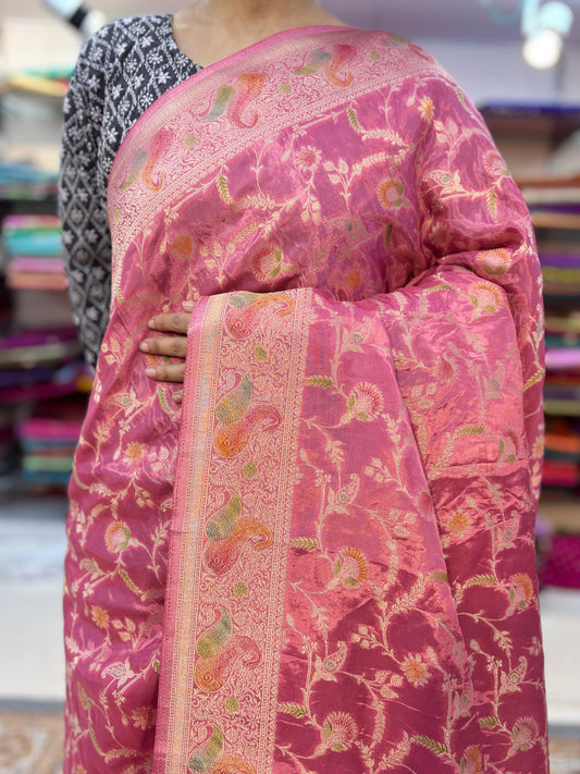 Onion Pink Designer Banarasi Sari