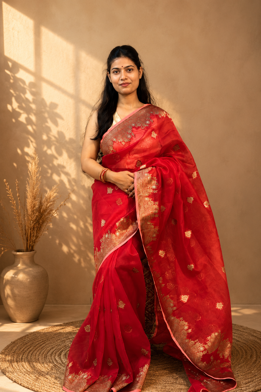 Red Pure Kora Designer Kadhuwa Banarasi Handloom Saree 