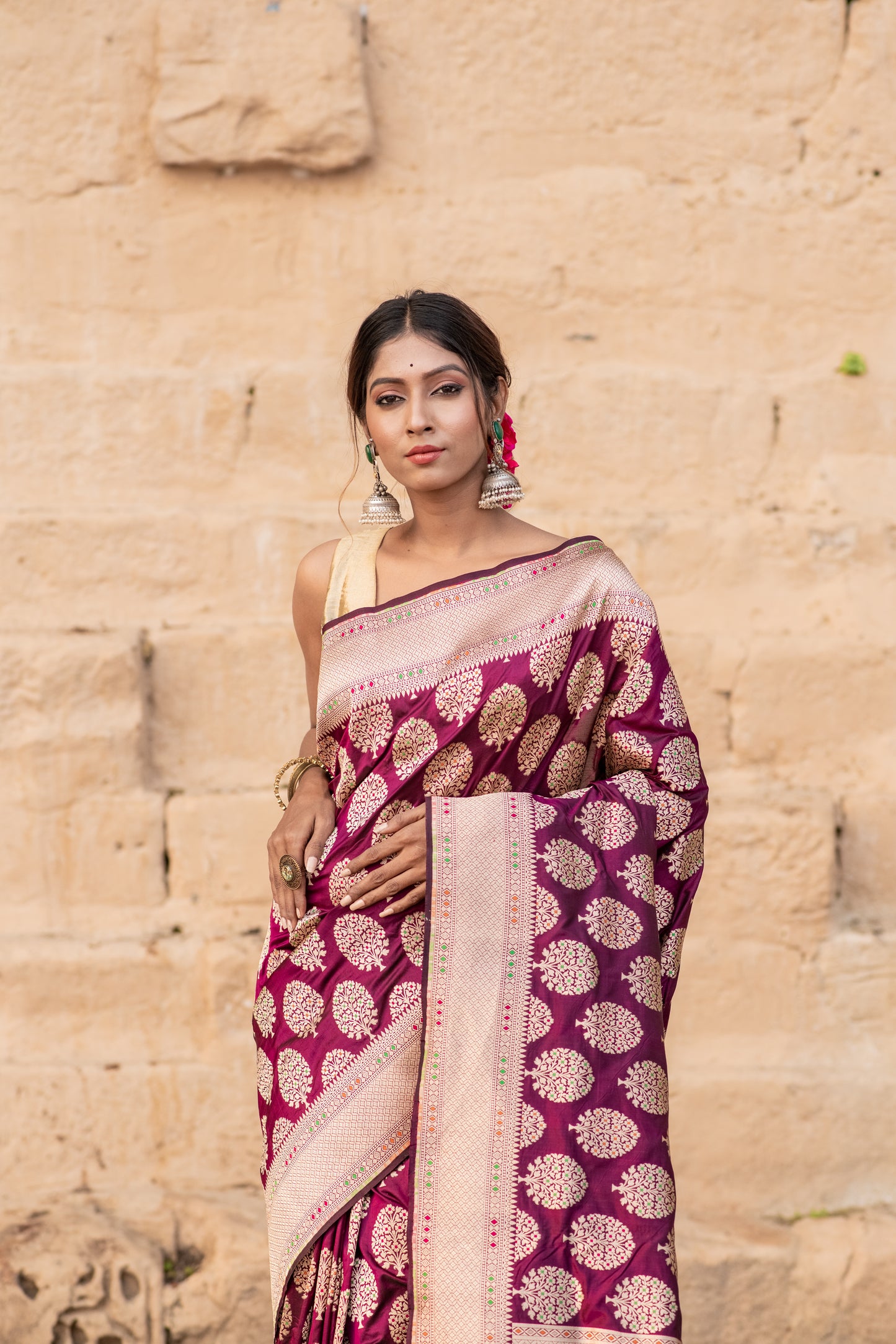 Banarasi Pure Katan Boota with Meena Banaras Handloom Saree