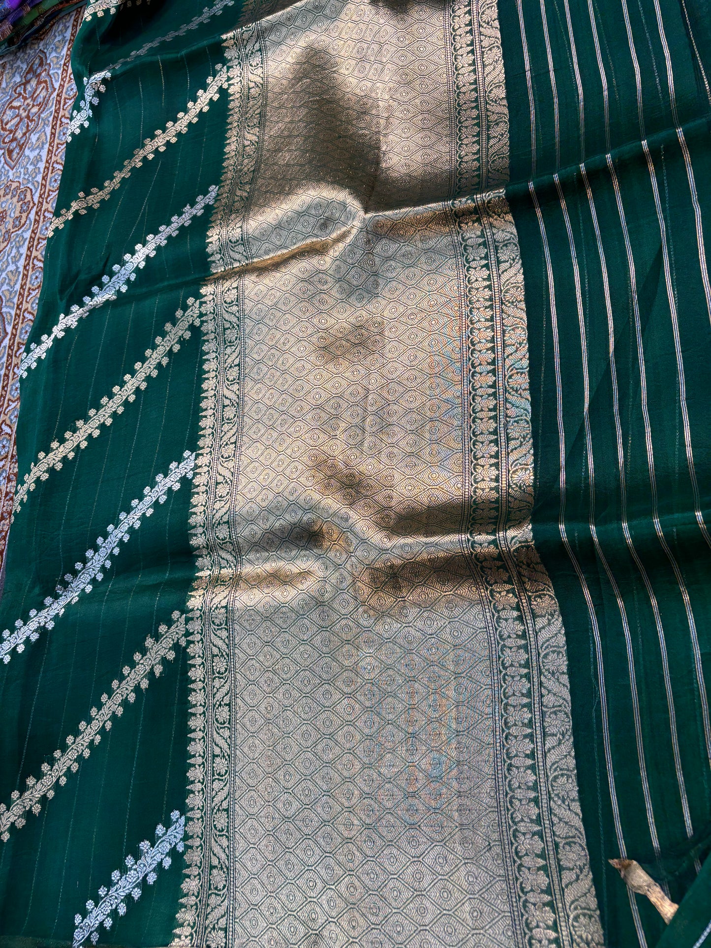 Rama Green Pure Kora Banarasi Handloom Sare