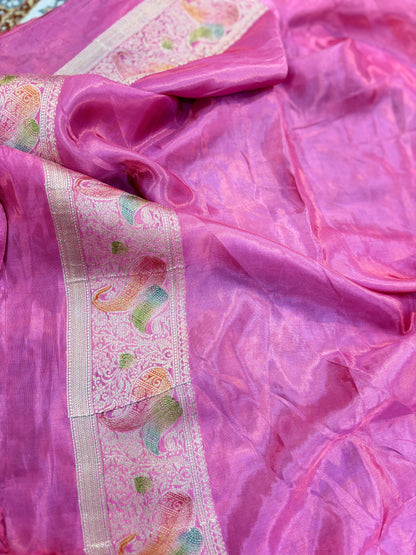 Onion Pink Designer Banarasi Sari