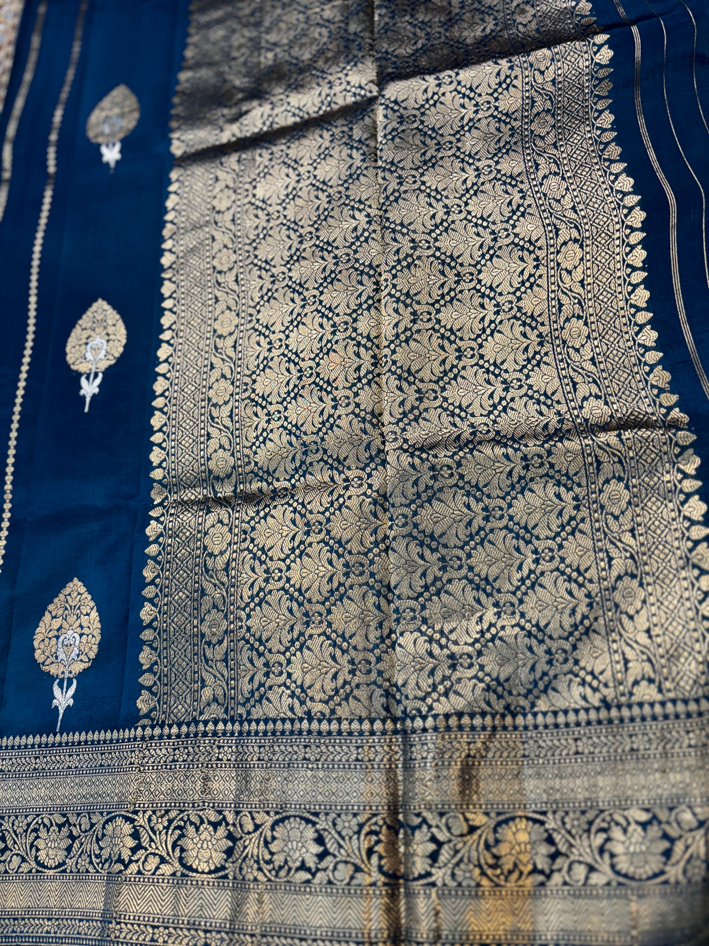 Sky Blue Pure Raw Mango Banarasi Handloom Sari