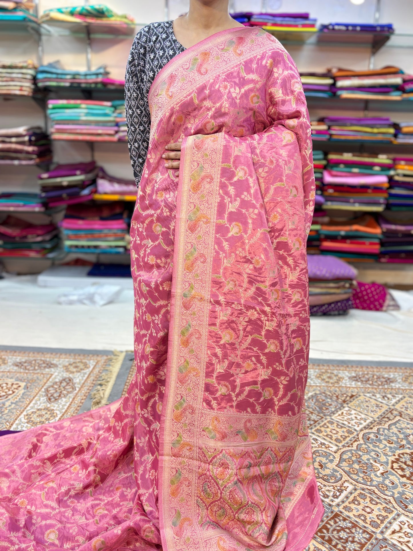Onion Pink Designer Banarasi Sari