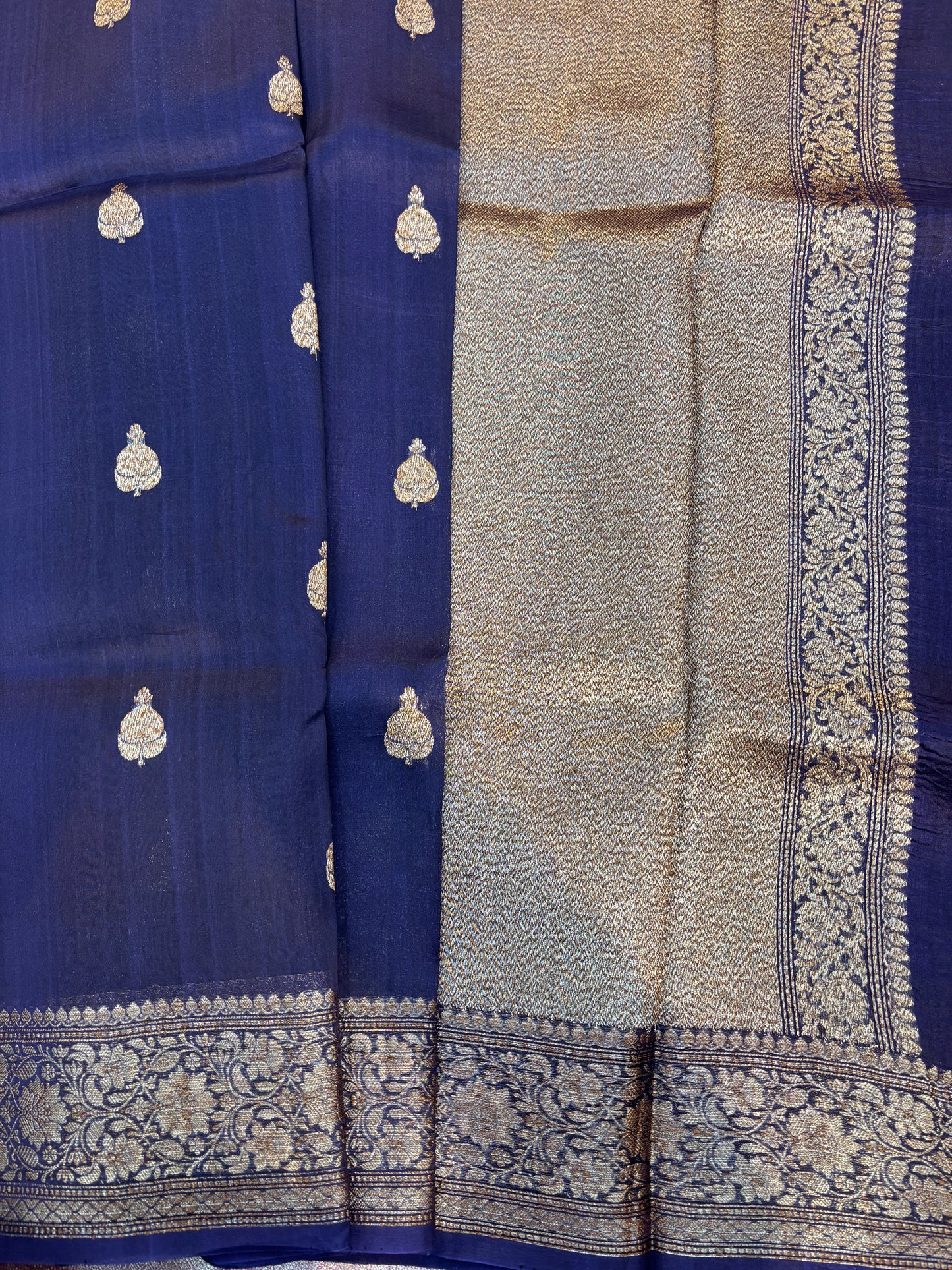 Pure Kora Antique Zari Banarasi Handloom Saree