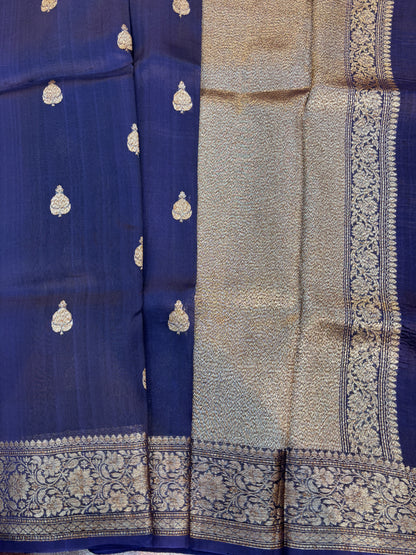 Pure Kora Antique Zari Banarasi Handloom Saree