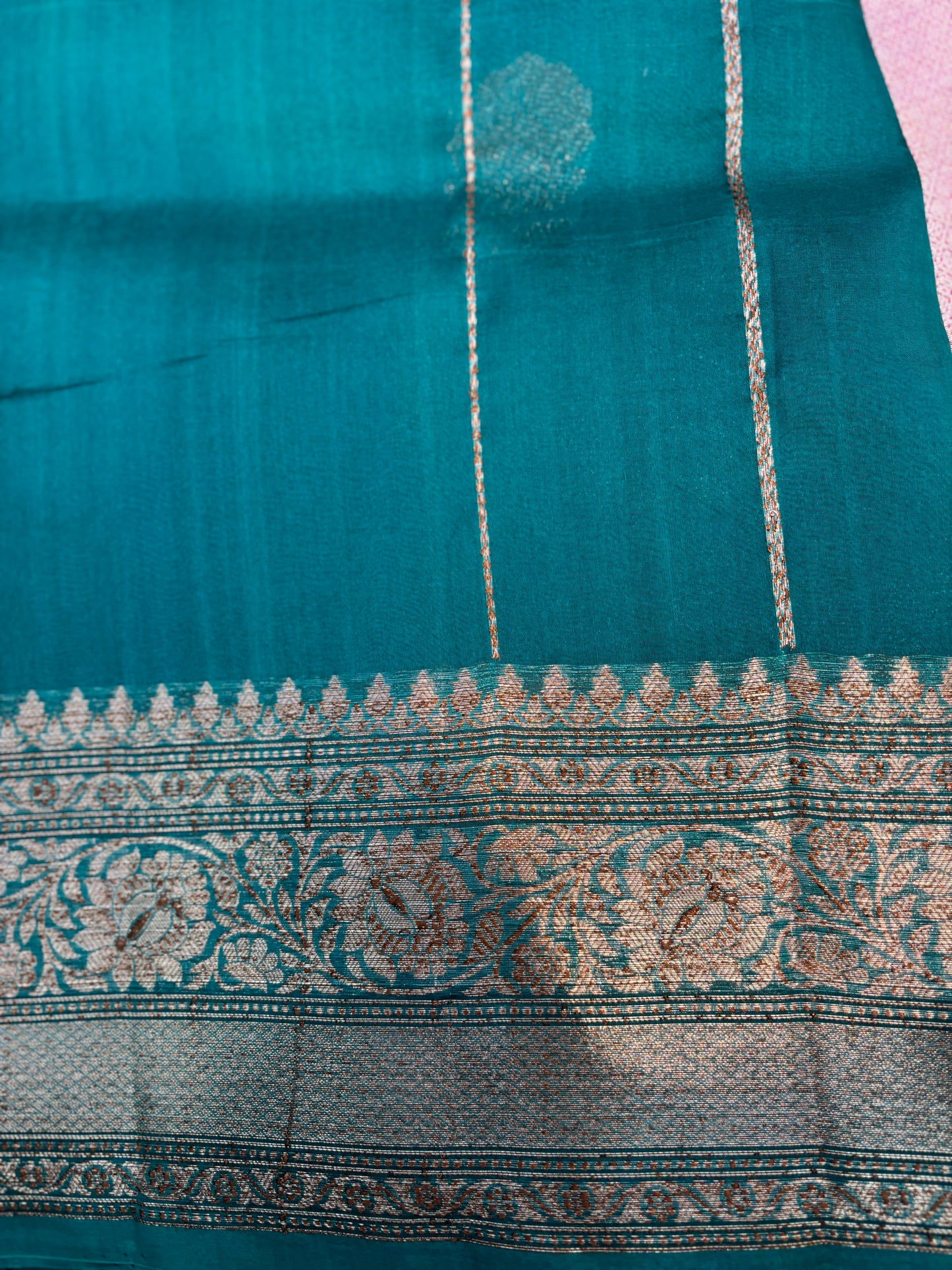 Sky Blue Pure Kora Antique Zari Banarasi Handloom Saree