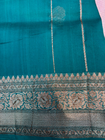 Sky Blue Pure Kora Antique Zari Banarasi Handloom Saree