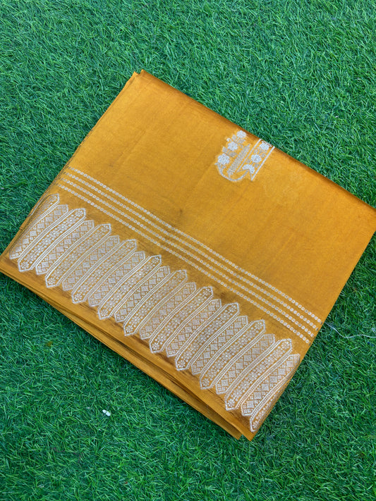 Mustard Yellow Pure Raw Mango Banarasi Handloom Saree