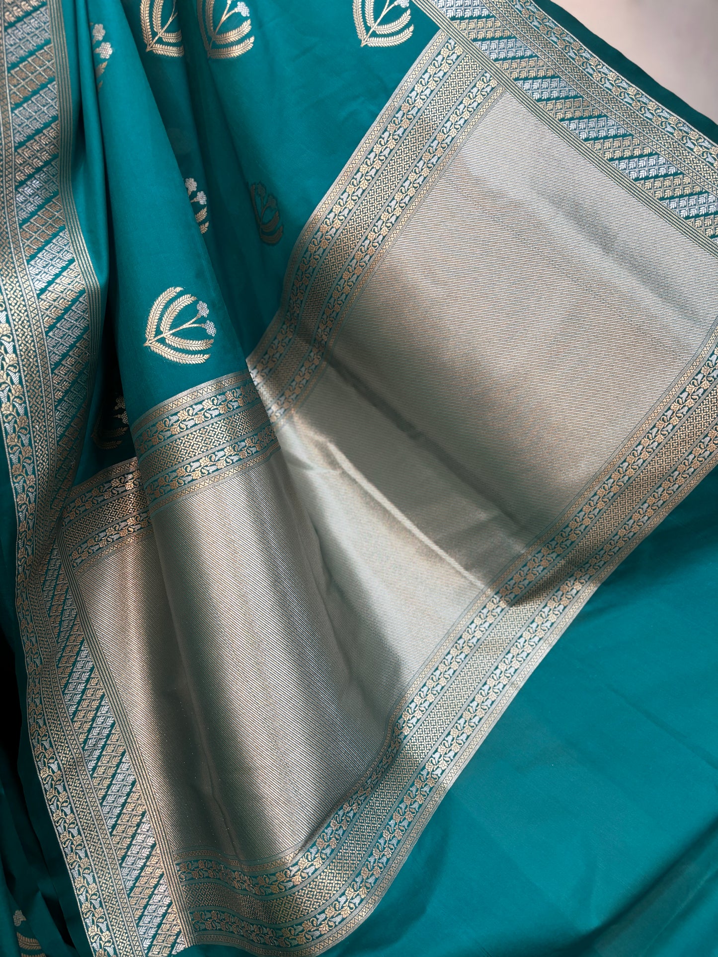 Sky blue Fancy Semi Silk Banarasi Saree