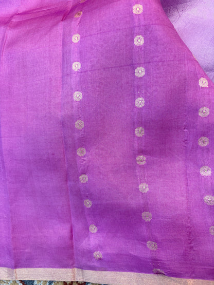 Lavender Pure Raw Mango Rungkaat Banarasi Handloom Saree