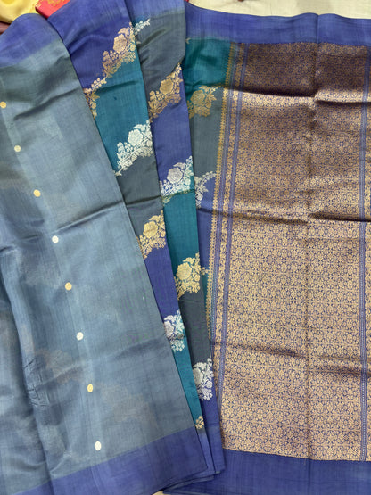 Pure Kora Rungkaat Banarasi Handloom Saree