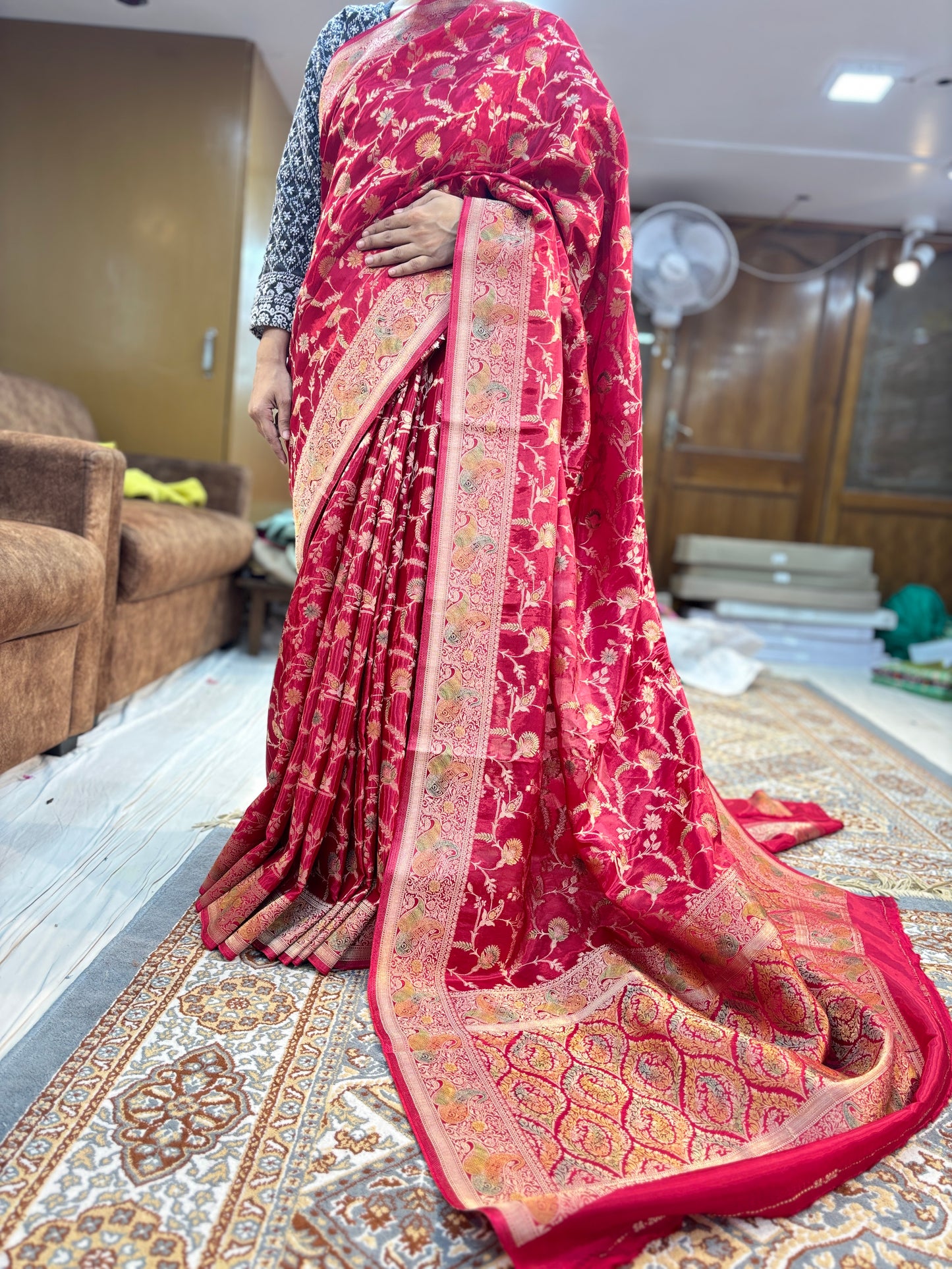 Red designer, Banarasi Handloom Sari