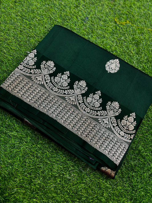 Rama Green Pure Raw Mango Banarasi Handloom Saree