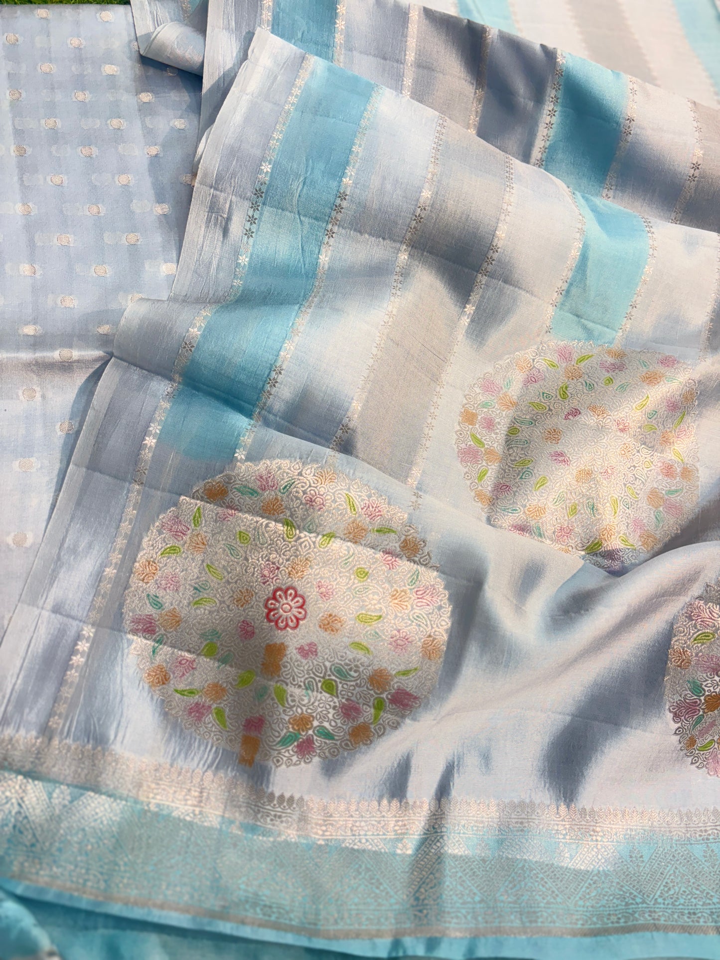 Pure Katan Raw Mango Kadhua Banarasi Dress Material Suits Set