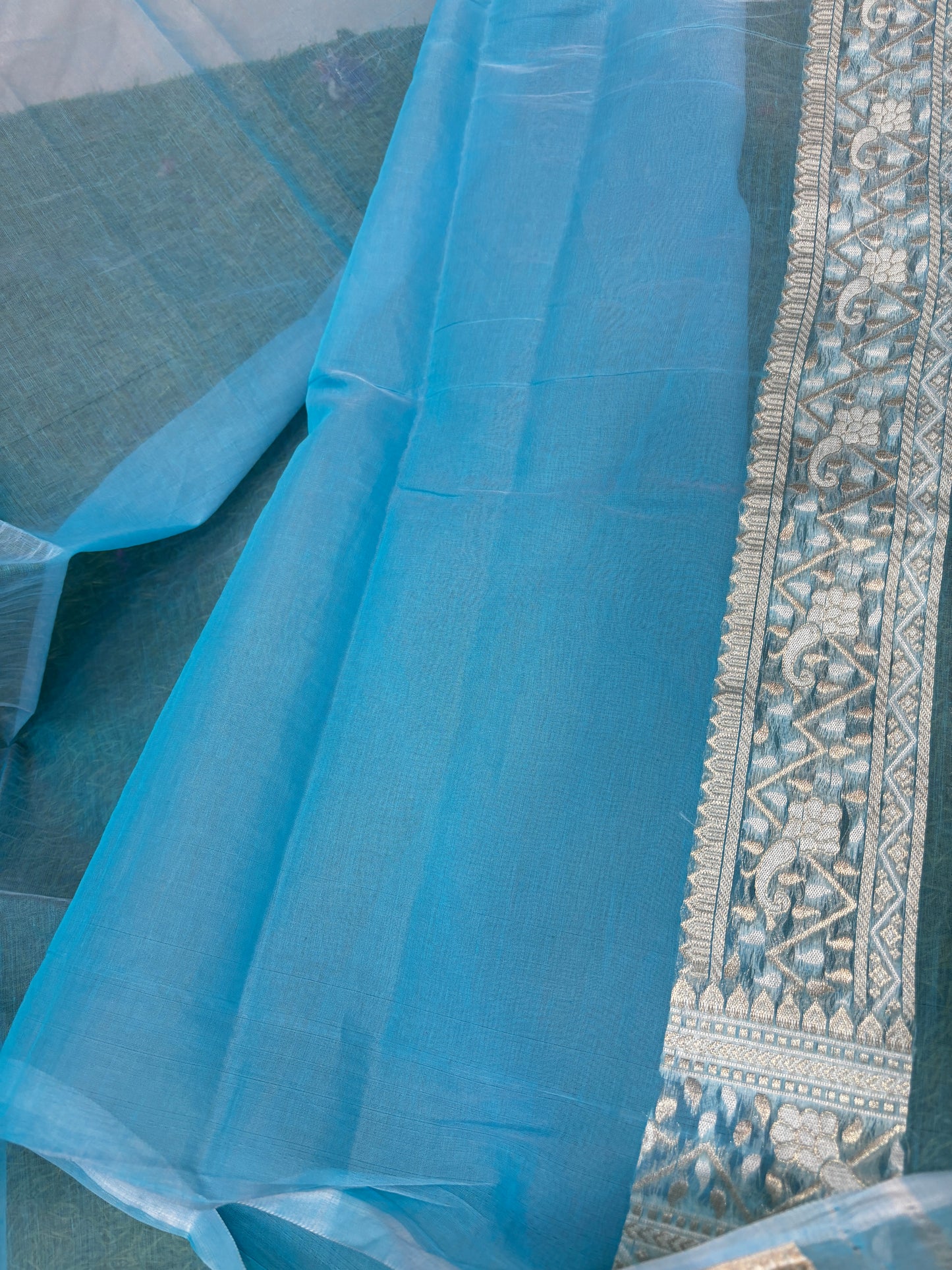 Blue Sky Pure Moonga Cotton Bananasi Saree