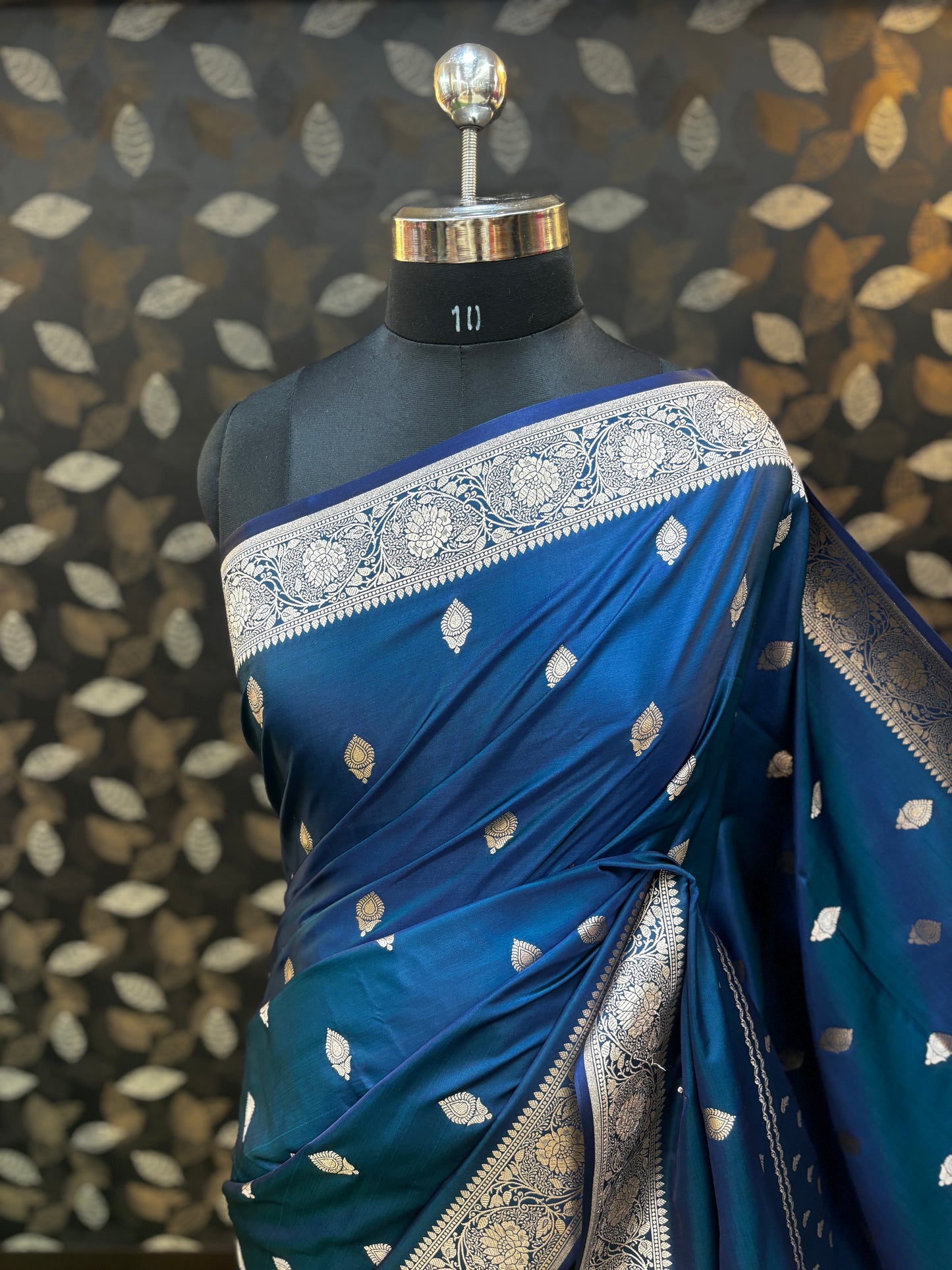 Blue Semi Mashru Desiner Banarasi Saree