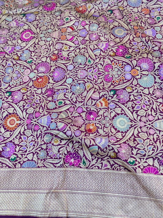 Magenta Pink Handwoven Pure Banarasi Brocade Saree