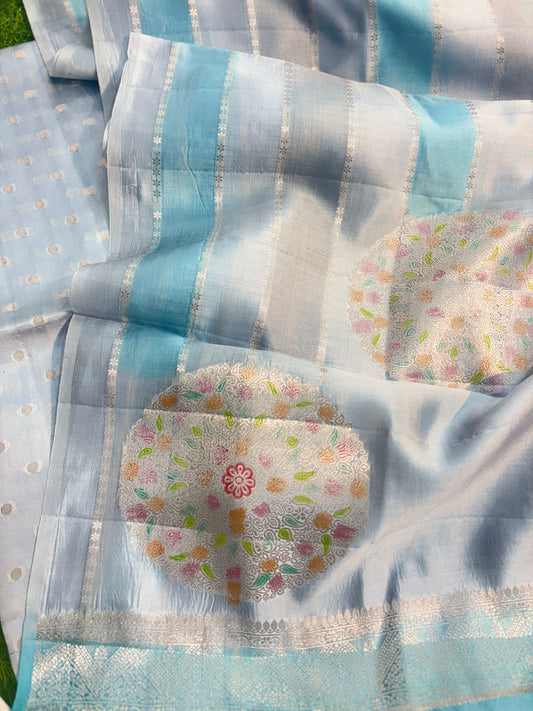 Pure Katan Raw Mango Kadhua Banarasi Dress Material Suits Set