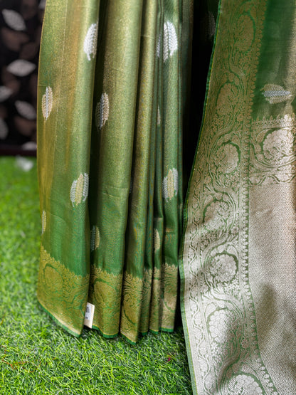 Light green Tissue Semi Silk Banarasi Saree - Rungkaat