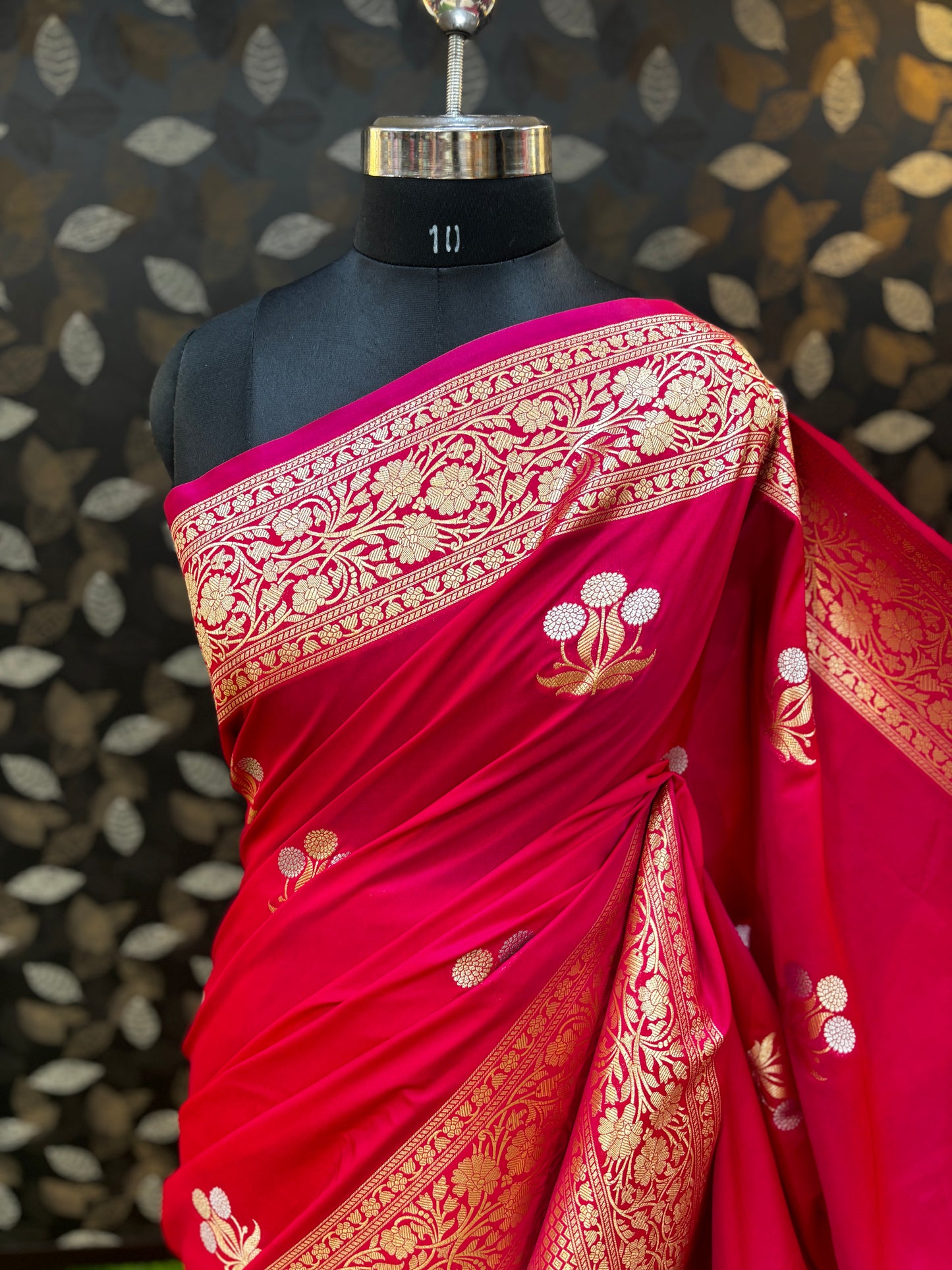 Red Semi katan Silk designer Banarasi Handloom Saree