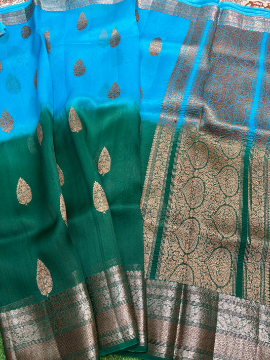 Pure Kora With Antique Zare Banarasi Handloom Saree