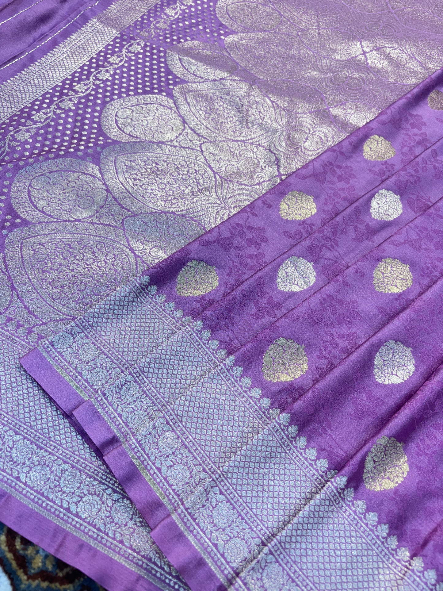 Lavender Semi Mashru Silk Banarasi Saree