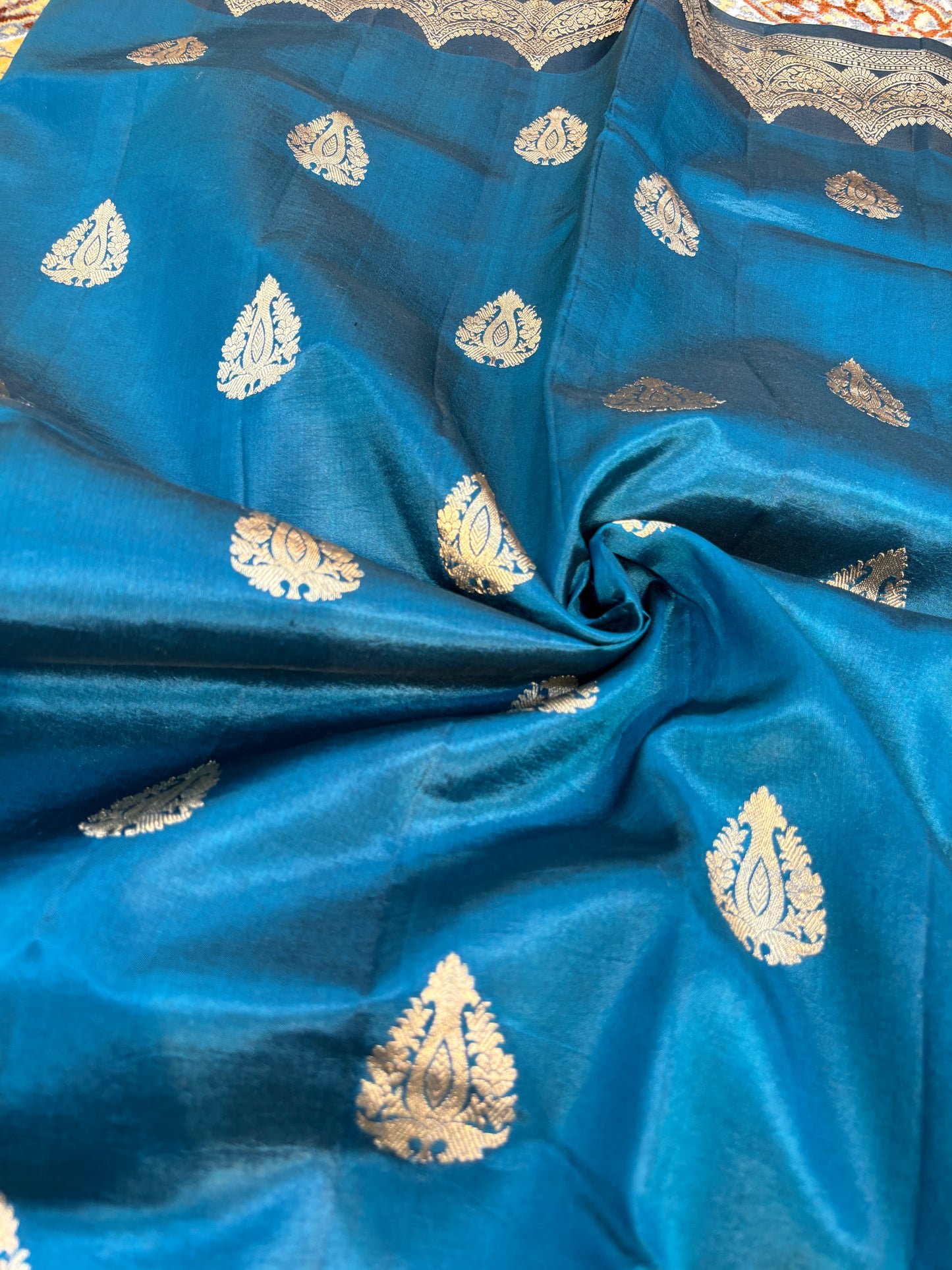 Blue Pure Raw Mango Banarasi Handloom Saree