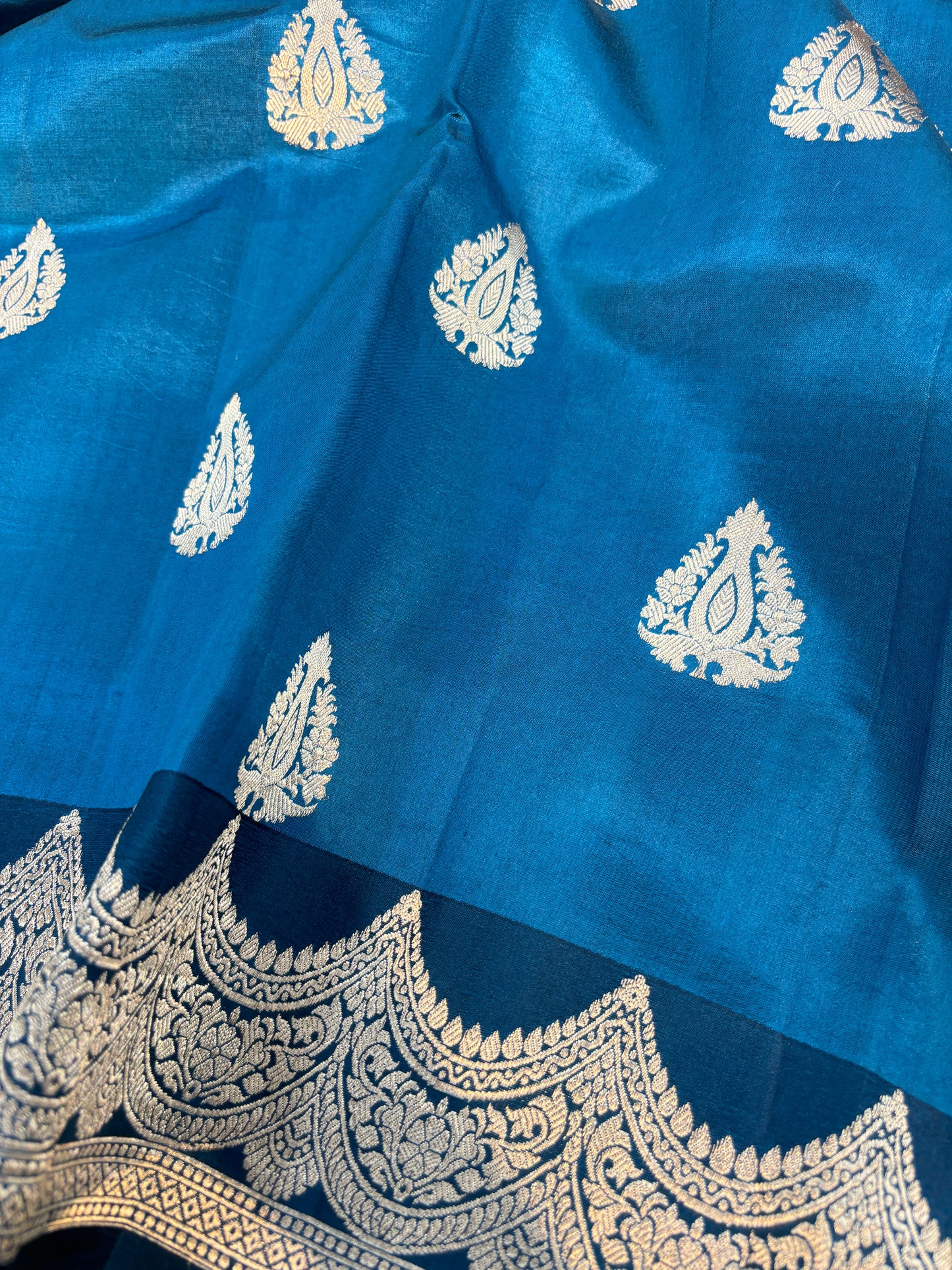 Blue Pure Raw Mango Banarasi Handloom Saree