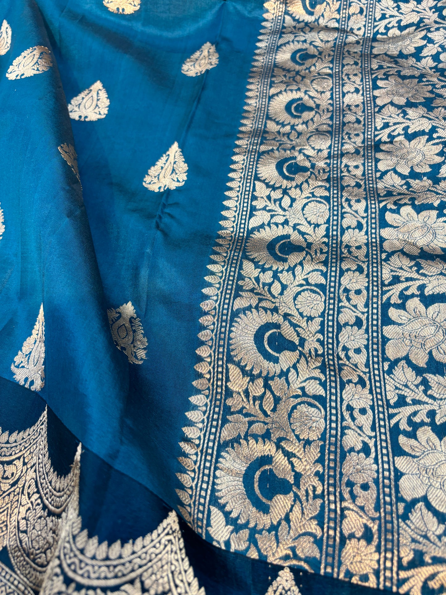 Blue Pure Raw Mango Banarasi Handloom Saree