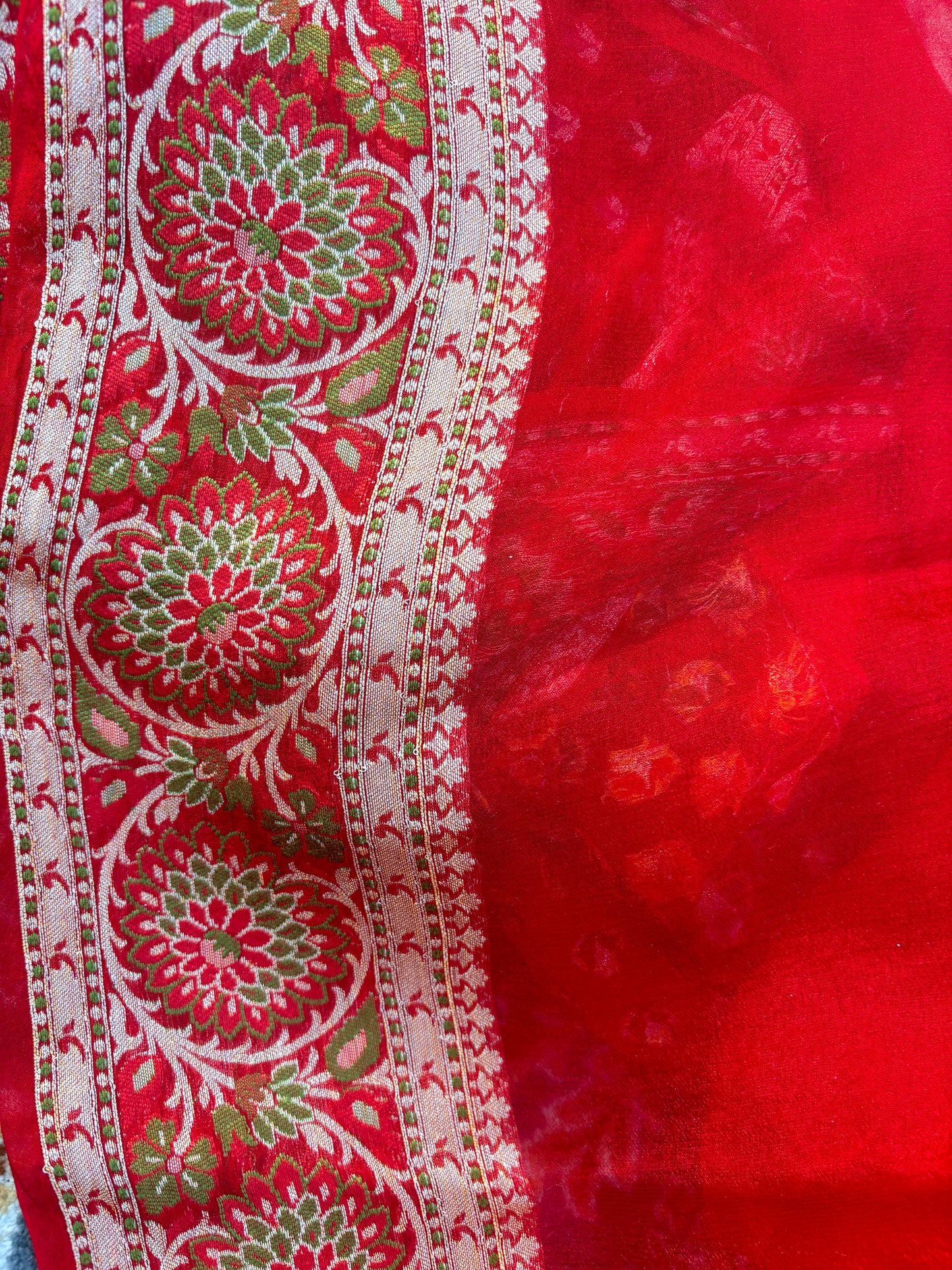 Red Pure Chiffon Banarasi Handloom Saree