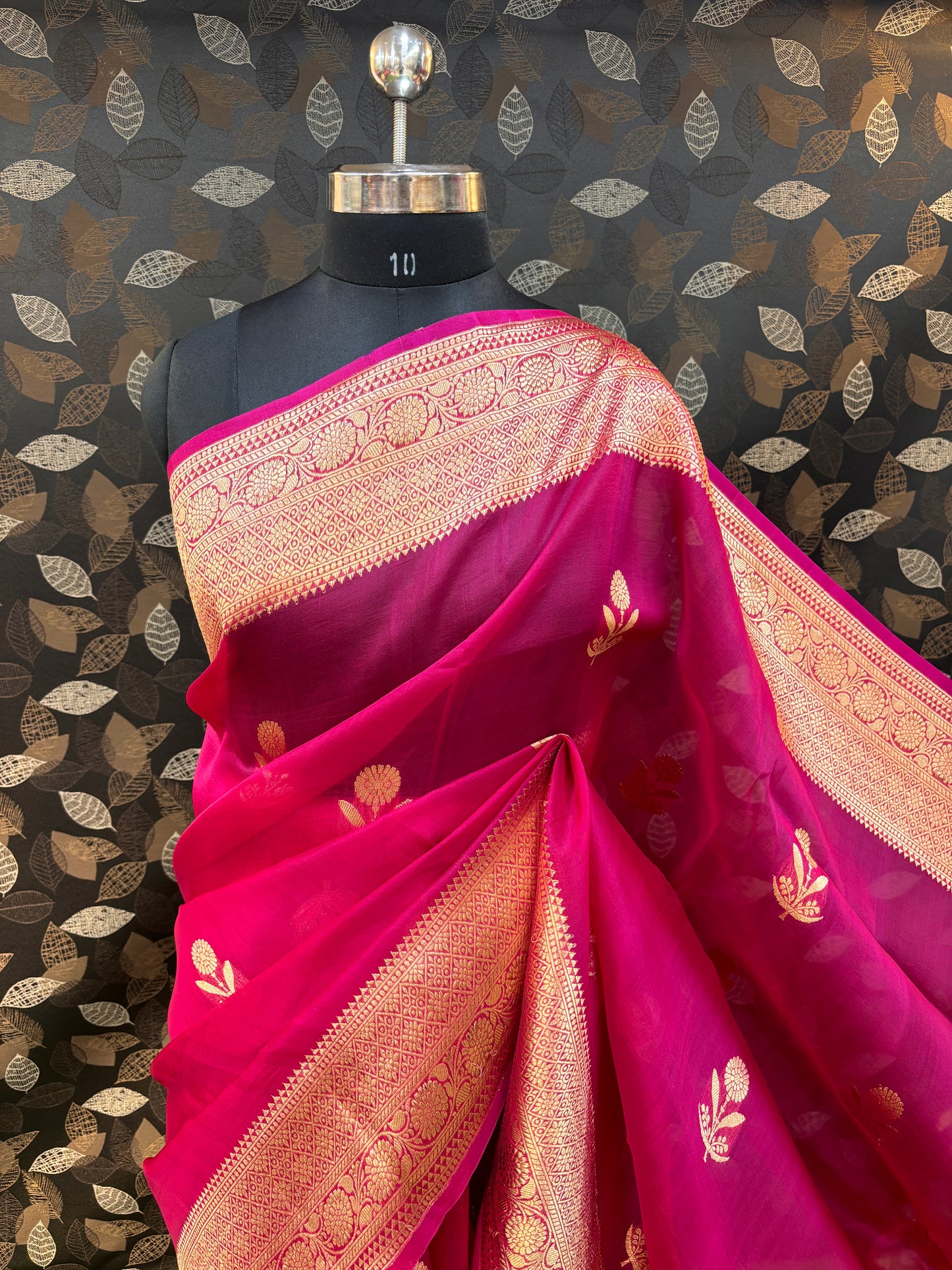 Rani Pink Pure Kora Katan Banarasi Handloom Saree