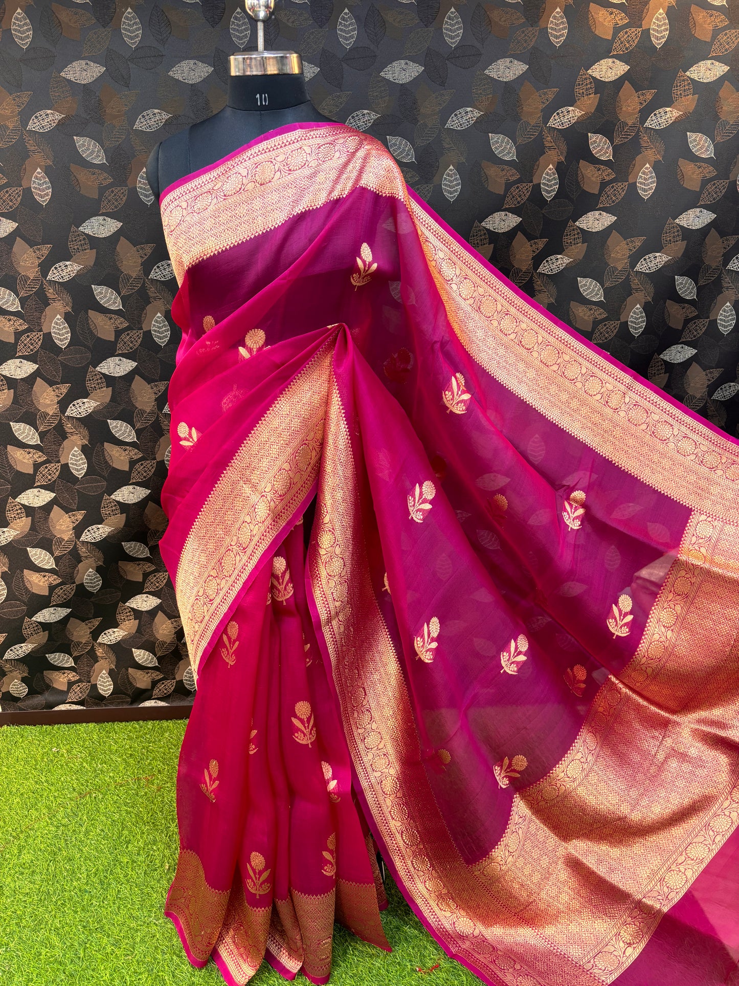 Rani Pink Pure Kora Katan Banarasi Handloom Saree