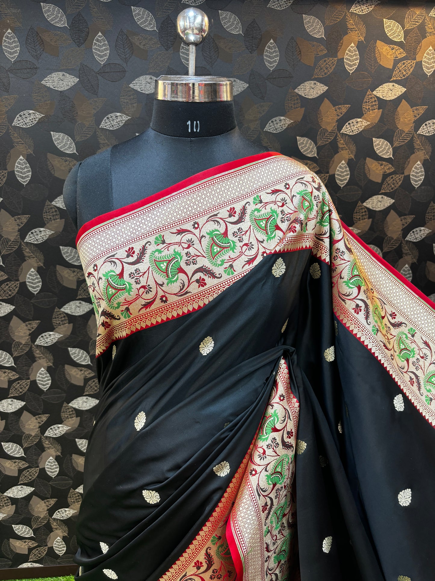 Black and Maroon Semi Katan Silk Saree