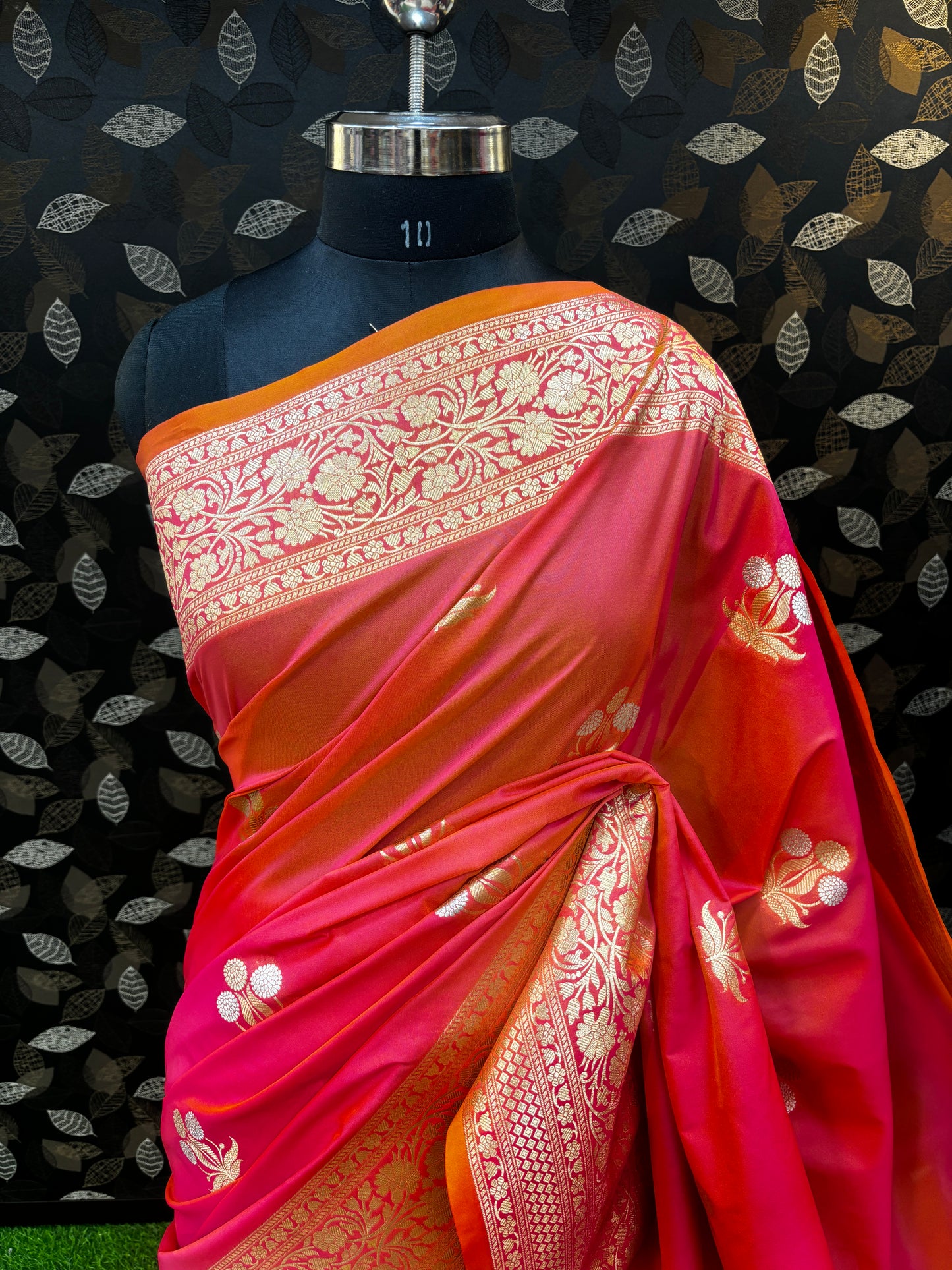 Shaded Orange Semi Katan Silk Saree