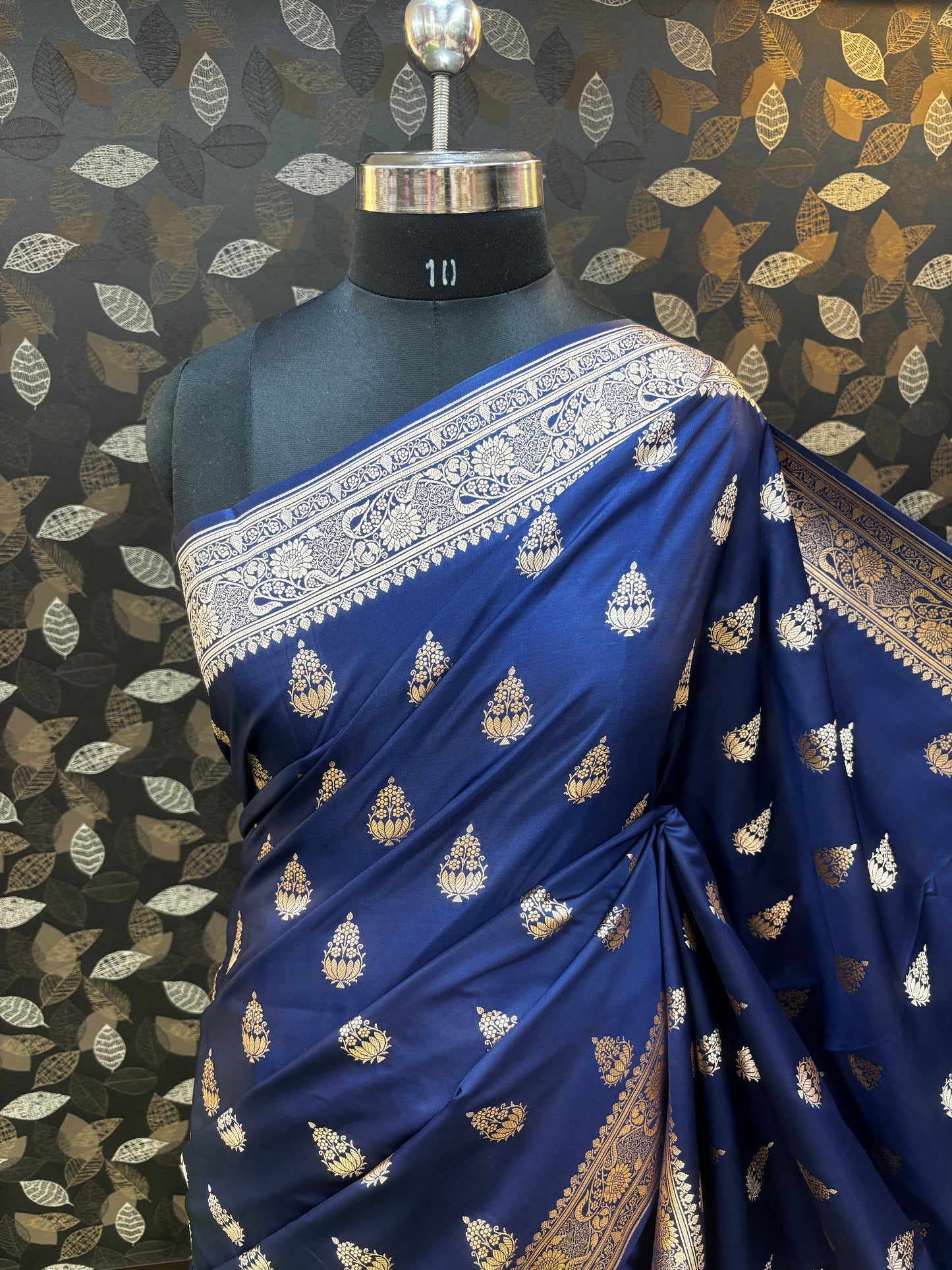 Navy Blue Semi Katan Silk Saree