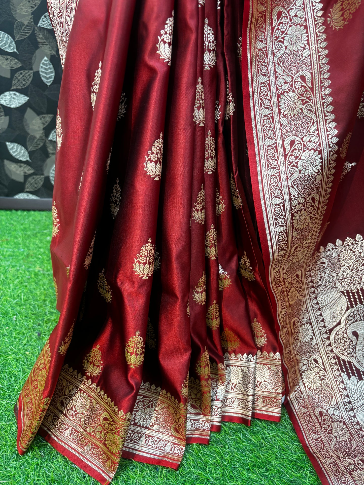 Maroon Semi Katan Silk Saree