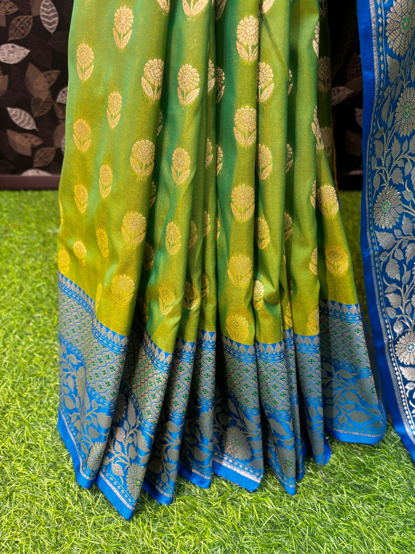 Mehndi Semi Katan Silk Banarasi Saree