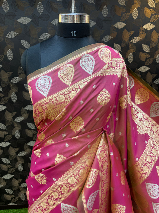 Light Pink Semi Katan Silk Banarasi Saree