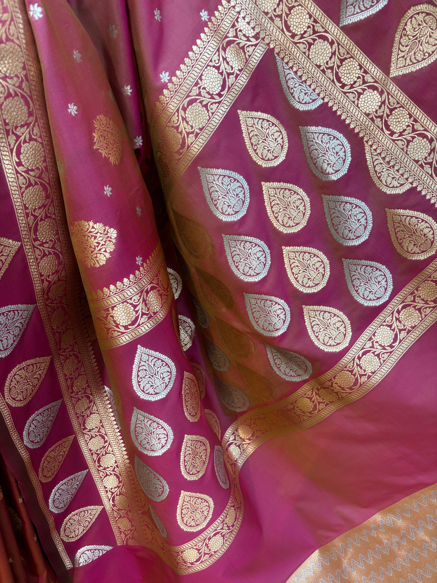 Light Pink Semi Katan Silk Banarasi Saree