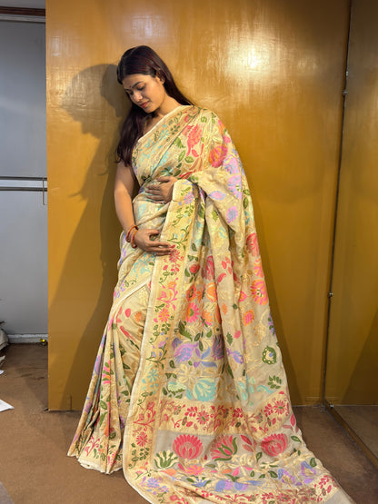 Pure Khaddi Georgette kingkkaf Banarasi Handloom Sari 