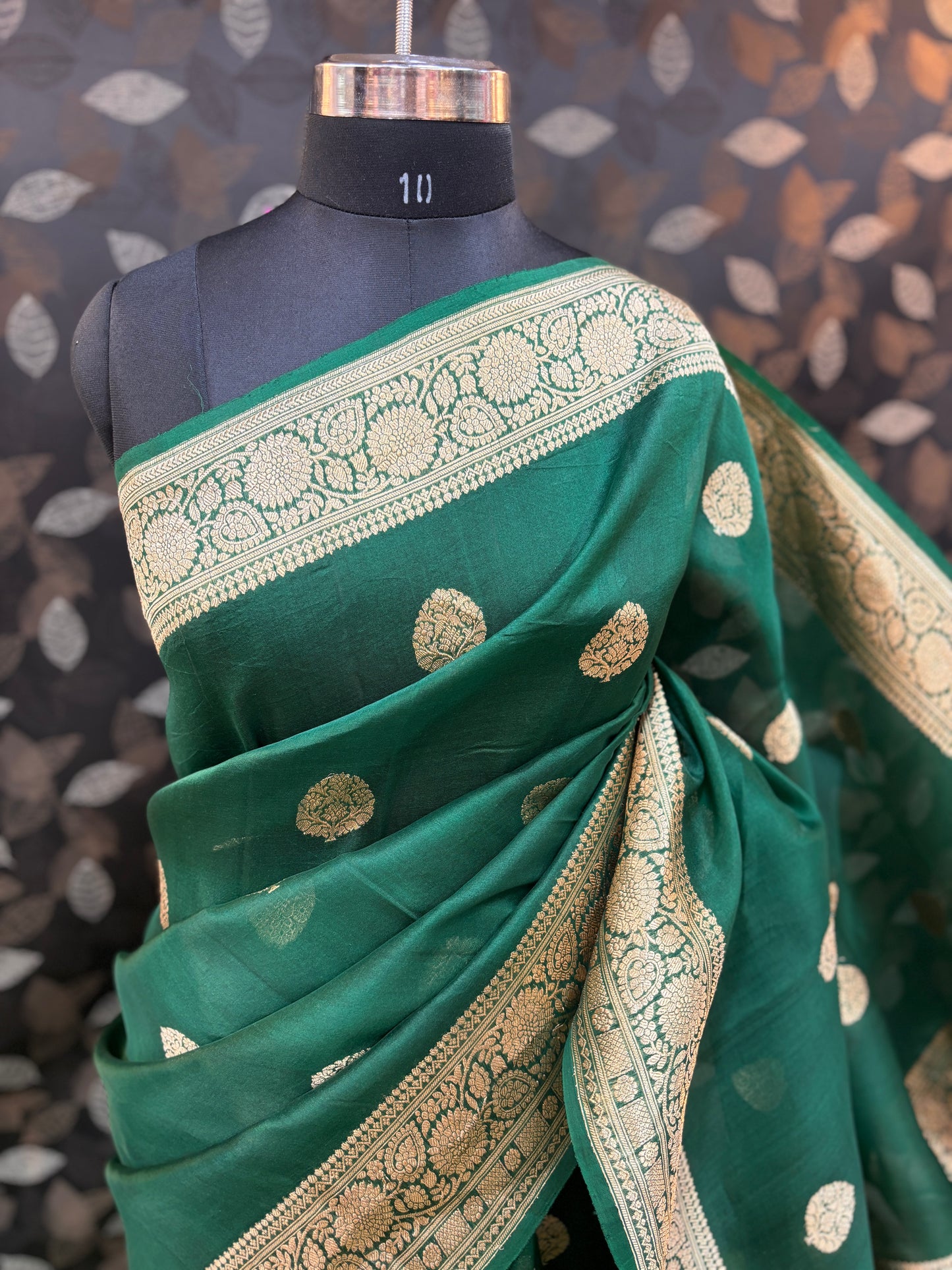 Rama Green Pure Kora Kadhiyal  Banarasi Handloom Saree